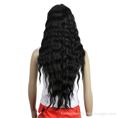 31inches Swiss Long deep wave Premium Synthetic Lace Front Wigs Synthetic Hair Wig Heat Resistant Synthetic Wig For Black Women